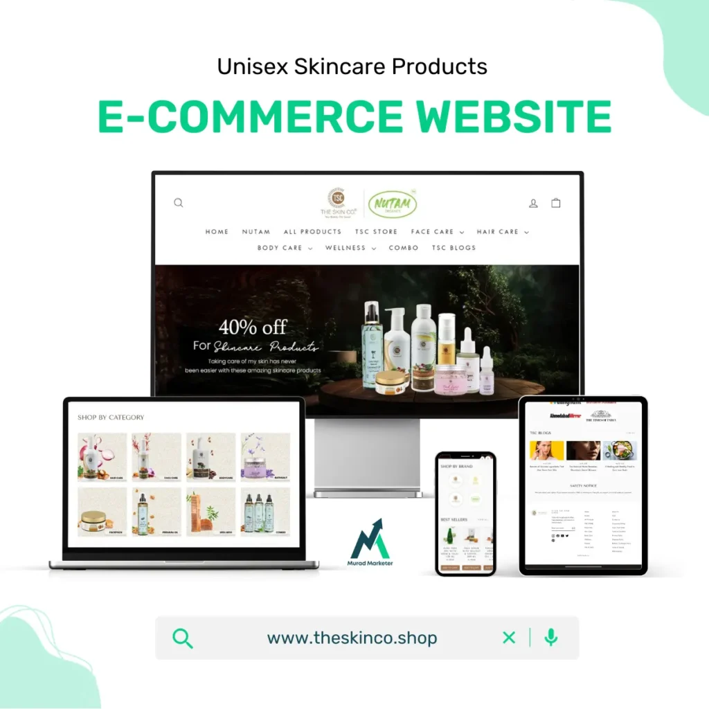 Theskinco Shopify E-commerce Website Development Designing by MuradMarketer.com